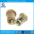 Brass flat head knurled body rivet nut